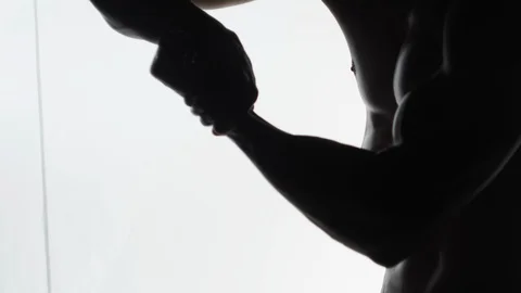 Bodybuilder on white background Video stock 128346723