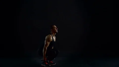 Bodybuilder Working Out, Dumbbel Squat, 4K Video Stock-Footage 73051894