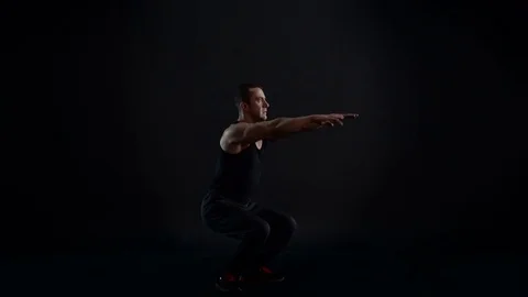 Bodybuilder Working Out, Squat, 4K Video Stock Footage 73049444