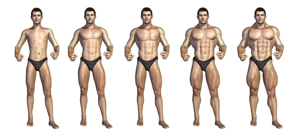 Bodybuilder's Step-by-Step Transformation Stock Illustration