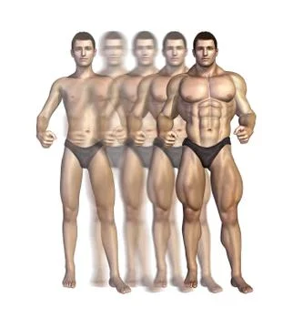 Bodybuilder's Transformation Stock-Illustration