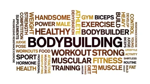 Bodybuilding Animated Tag Word Cloud,ani 