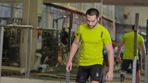 Bodybuilding with Prosthesis Stock Footage 72139705