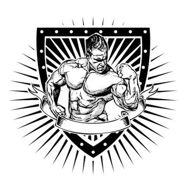 Bodybuilding shield Stock Illustration