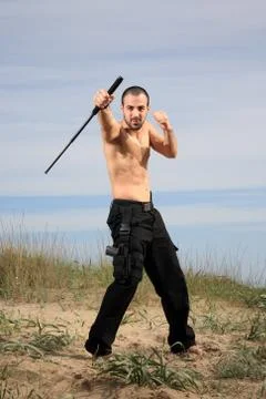 Bodyguard in the sand Stock Photos