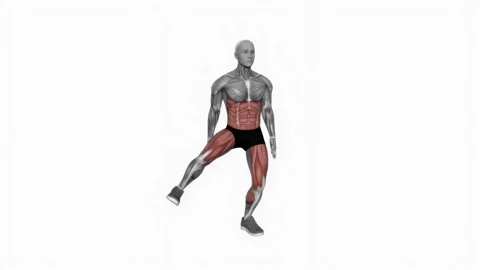 Bodyweight Squat to Side to Front Leg fitness exercise workout animation male mu 库存影片 243989095