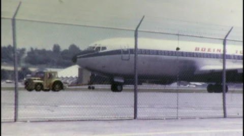 Boeing 707 Prototype Jet Plane Airliner Vintage Film Retro Film Home Movie 8mm Stock Footage 45453525