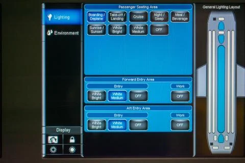 Boeing 737-800 lights panel Stockfoto's