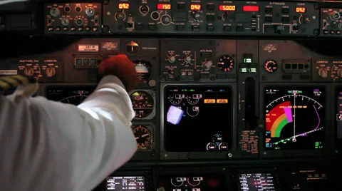 Boeing 737 cockpit Stock Footage