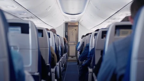 Boeing 737 interior on flight - Southwest Airlines Stock Footage 88677523