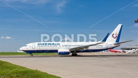 Boeing 737 Orenair Airlines standing at Vnukovo Stock Photos