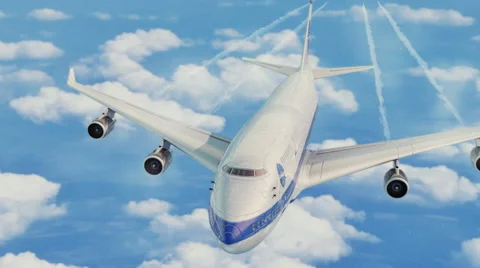 Boeing 747 in the clouds Stock Footage 67176505
