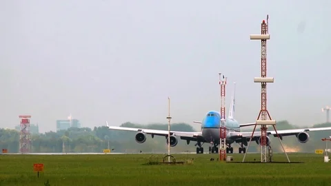Boeing 747 KLM breaks off the ground Stock Footage 104619355