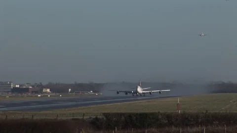 Boeing 747 Taking Off From Gatwick Stock Footage 83086930