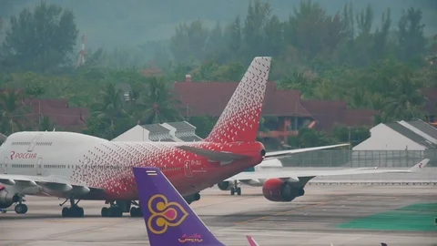 Boeing 747 turns on the runway Stock Footage 94040004