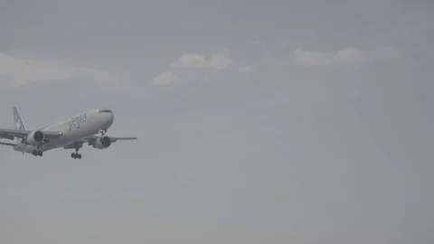 Boeing 767-3Q8(ER) on final approach Stock Footage 91892874