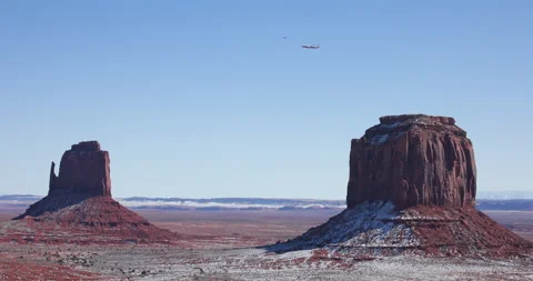 Boeing 777 Plane Over Monument Valley Mitten Stock Footage 243207232
