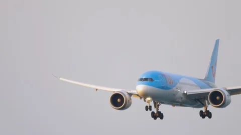 Boeing 787 Dreamliner approaching Stock Footage 125869808