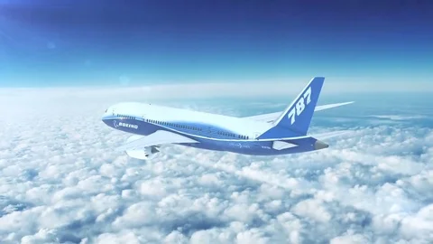 Boeing 787 Dreamliner Commercial Passenger Aircraft Flying High Up in the Sky. Stock Footage