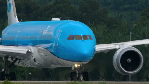 Boeing 787 of KLM Airlines on the runway Stock Footage 304991321