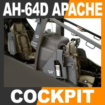 Boeing AH-64D Apache Helicopter Cockpit 3D Model