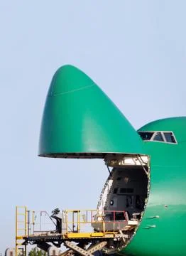 Boeing being loaded with cargo Foto stock