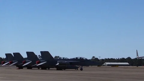 Boeing C-17 Globemaster III taxing on runway - 2016 Stock Footage 89214641