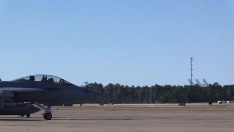 Boeing C-17 Globemaster III take off from runway - 2016 Stock Footage 89214662