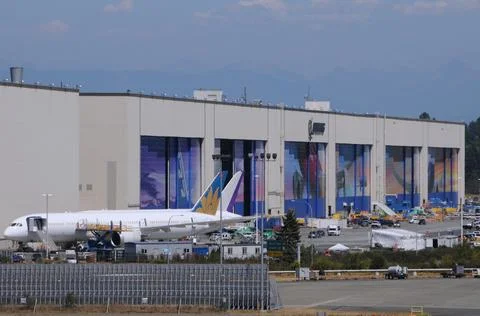 Boeing Everett facility, the largest building in the world by volume. Stock Photos