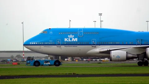 Boeing KLM at the airport Stock Footage 104485331