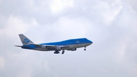 Boeing KLM flies in the sky Stock Footage 111279379