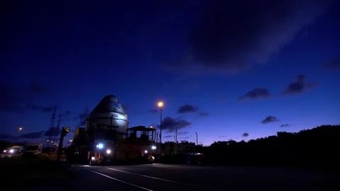 Boeing OFT-2 Starliner spacecraft delivery to Vertical Integration Facility Stock Footage 274264878