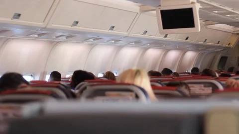 Boeing passengers in the cabin. Stock Footage 128417137