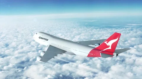 Boeing plane high above the skies. Qantas Australia Stock Footage