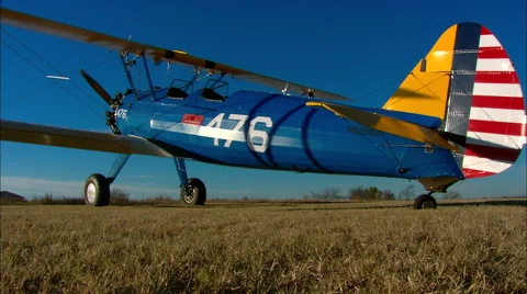 Boeing PT 17 Stearman Low Angle WS Stock-Footage 45603817