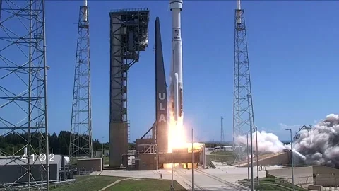 Boeing Starliner spacecraft, Calypso, launching on a Atlas V rocket Stock Footage 277709920