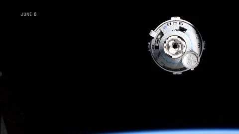 Boeing Starliner spacecraft starting uncrewed return to earth Stock Footage 284315995