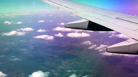 Boeing Wing Aerial Stock Footage 1076373