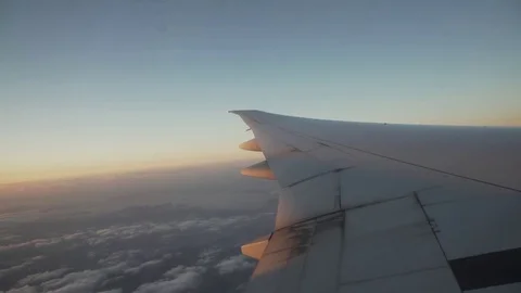 Boeing wing flies during dawn Vídeo Stock 82463229