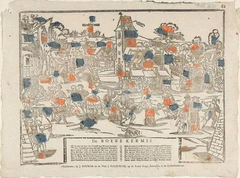 The Boere Fair. Leaf with a big representation of a farmership in a villag... Foto stock