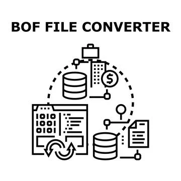 Bof file converting program with data transformation process Stock Illustration