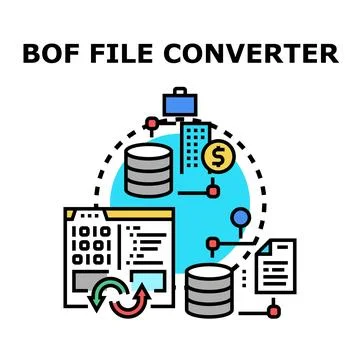 Bof file converting program with data transformation process Stock Illustration