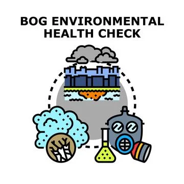 Bog ecosystem environmental health checking concept Stock Illustration