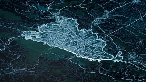 Bogota Colombia Glowing Digital Map Animation 4K Stock Footage 337103127