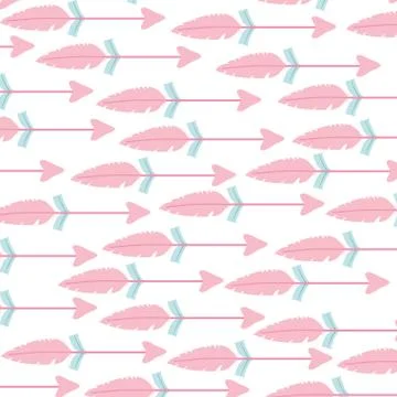 Bohemian arrows with feathers pattern background Stock Illustration