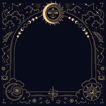 Bohemian astrology celestial border or Tarot frame Stock Illustration