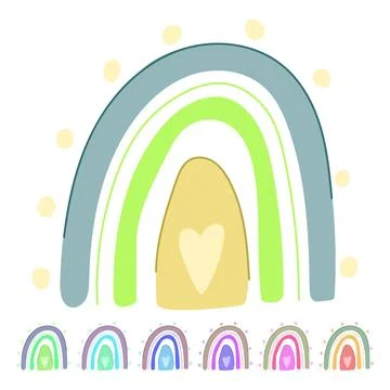Bohemian baby boho rainbow vector cartoon graphic Stock Illustration