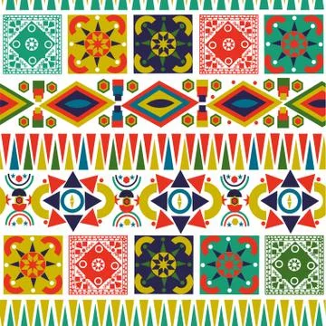 Bohemian folk abstract patchwork seamless pattern Stock Illustration