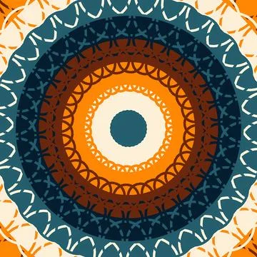 Bohemian Mandala Geometric Pattern Background with Concentric Circles in Navy 库存插图