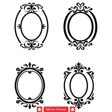 Bohemian Mirror Frame Vector Set  Eclectic Silhouettes Infused with Boho Ch.. Stock Illustration